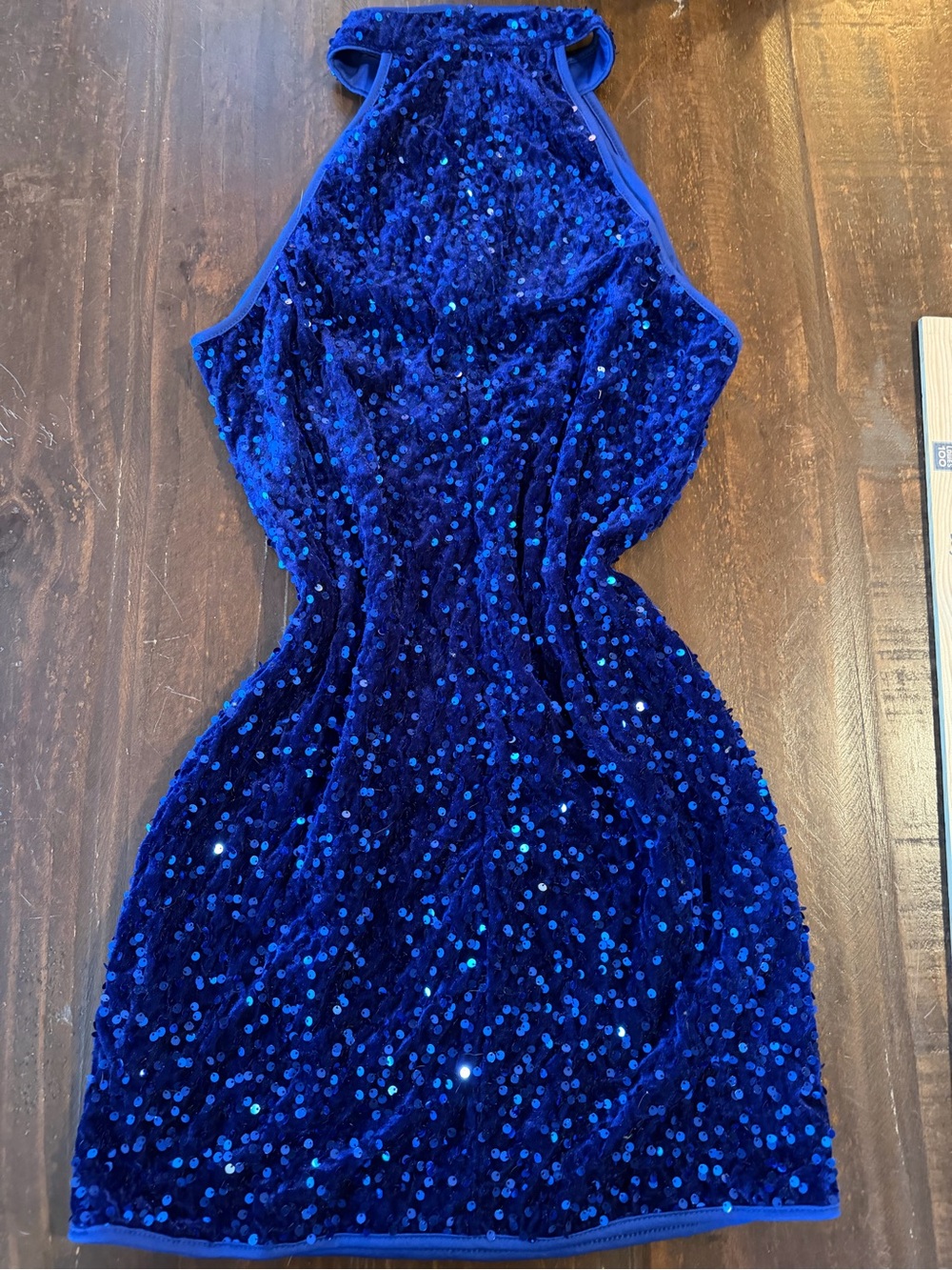 SHEIN Sparkle Halter Keyhole Mini Dress in Royal Blue - L - Picture 8 of 12